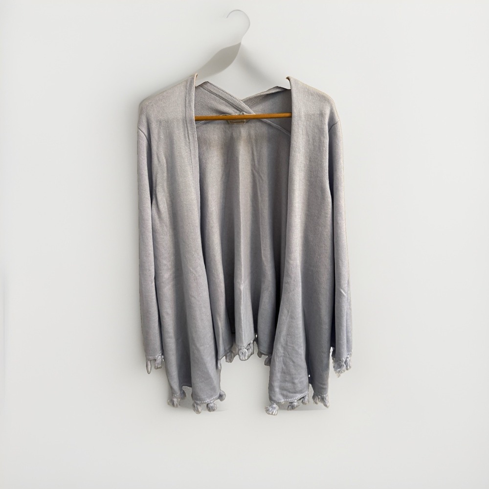 Cashmere‎ Wool Cardigan Soft Surroundings Women's Sz Large Blue Tassel NO SIZE